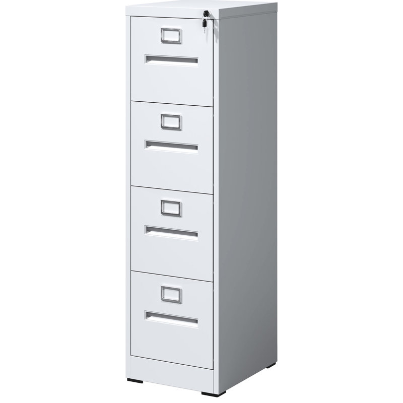 Metal 4 Drawer File Cabinet For Office And Home, A4/Legal/Letter Size, High Security Lock, Adjustable Rods, Video Guide Assembly