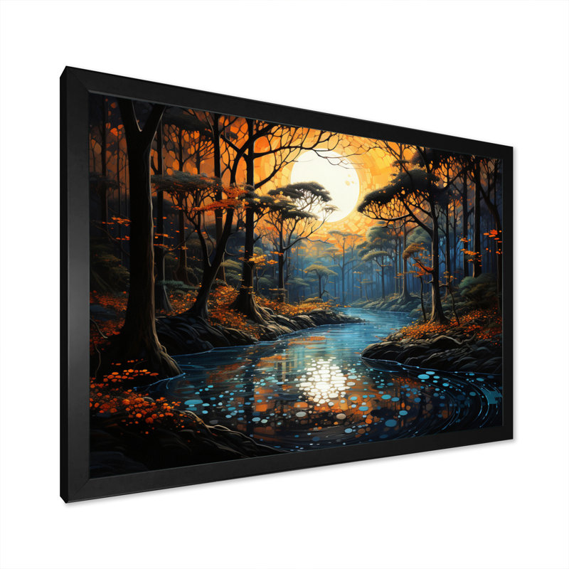 Betties Forest Harmony of Elements II - reproduction, H 16 po x l 32 po x P 1 po, Cadre simple noir