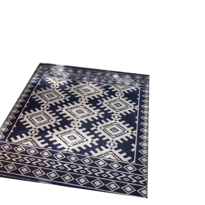 Grand tapis extérieur Elyz, motif tribal bleu et blanc, imperméable 9 x 12, Bleu / blanc, Rectangle 9 pi x 12 pi