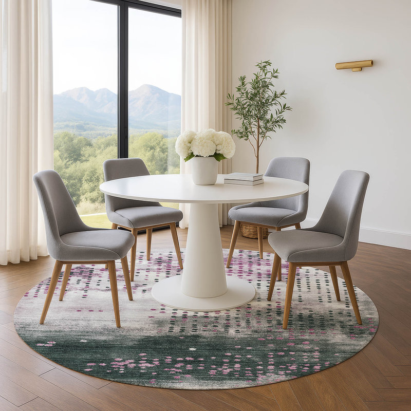 Premium Machine Washable Mouton Geometric Rug, Round 8'