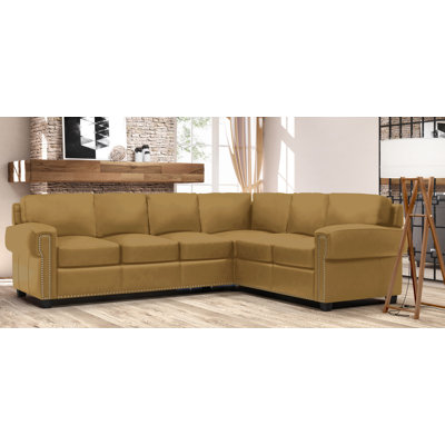 Canapé modulaire en cuir véritable de 119 po de large Fardin