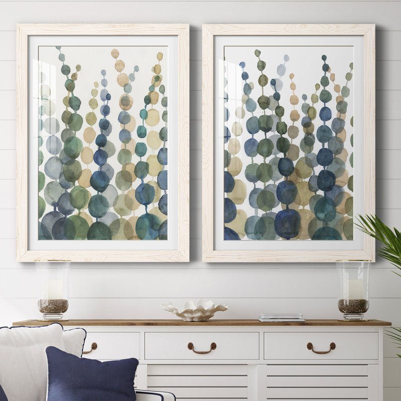 Almontiser " Pompom Botanical I " 2 - Pieces Painting Print, 24" H x 36" W x 1.5" D, White Framed