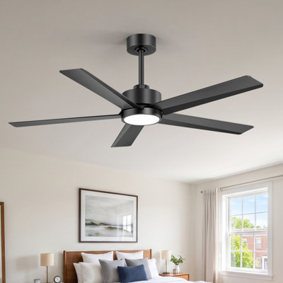 52" Modern Ceiling Fan with Light and Remote, 6-Speed Quiet Reversible DC Motor, 3CCT LED