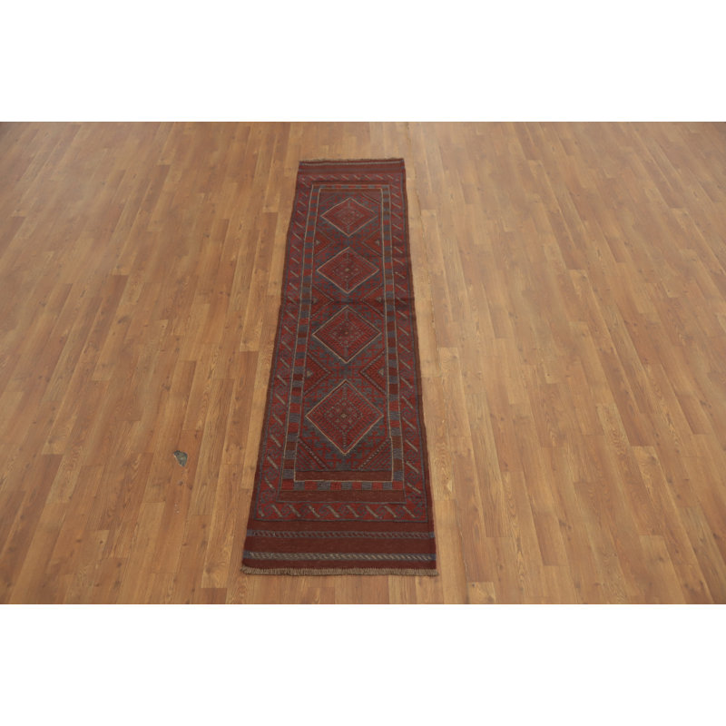 Tapis de couloir rouge en laine 8 pi 0 po x 2 pi One-of-a-Kind