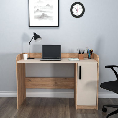 Modern Study Desk, Atlantic Pine & Beige, 48.6 x 32.7 x 9.3 inches | 100% Melamine Coated Particle Board, Thickness: 0.7 inches | Sleek Design for Home Office, Durable & Stylish Workspace Solution