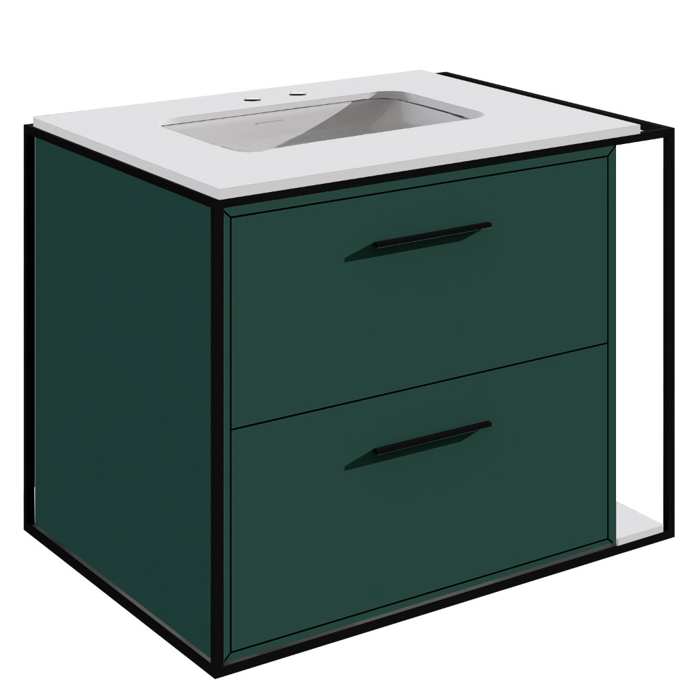 Linea 24" Single Bathroom Vanity, Matte Black, Matte Olive Green, Double