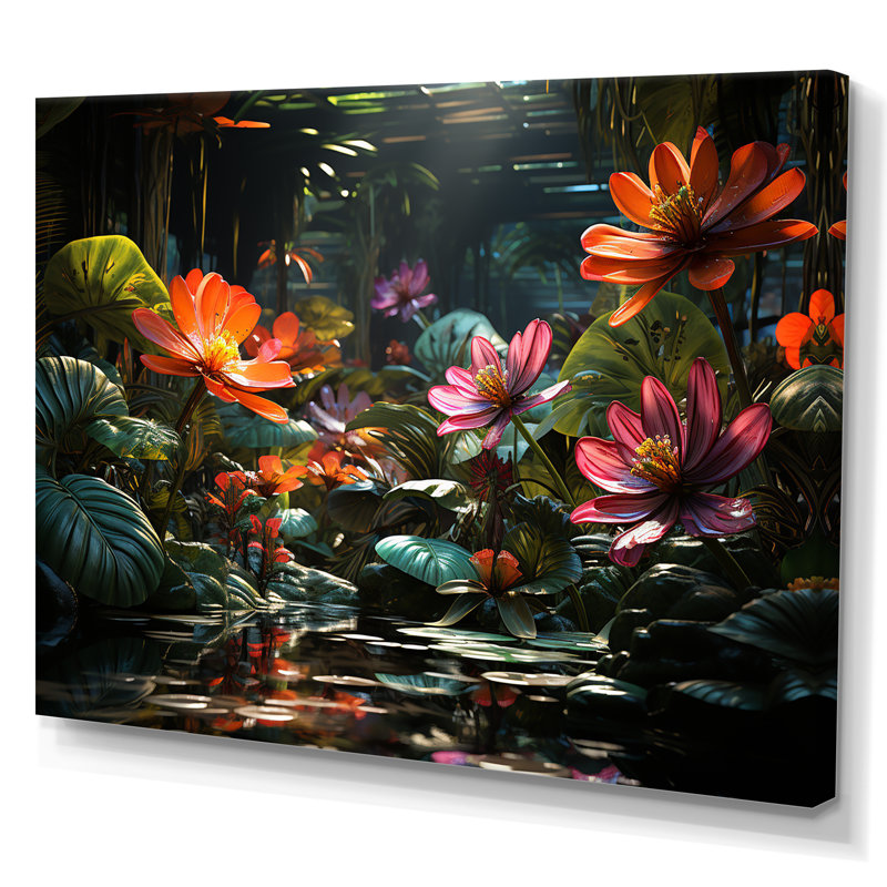 «Fantasy Jungle Plants», reproduction sur toile, Toile tendue, H 12 po x l 20 po x P 1 po