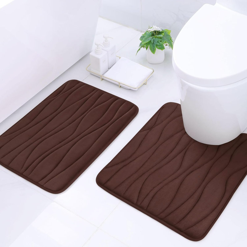 Lougene Memory Foam Non-Slip Bath Rug, Brown