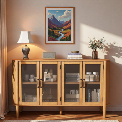 Modern Sideboard With Glass Doors And Adjustable Shelves
