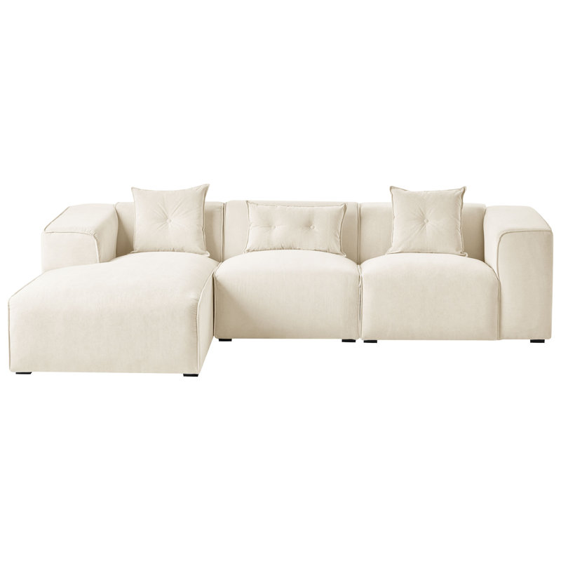 Left Hand Jumbo Cord Corner Sofa DOLVA, White