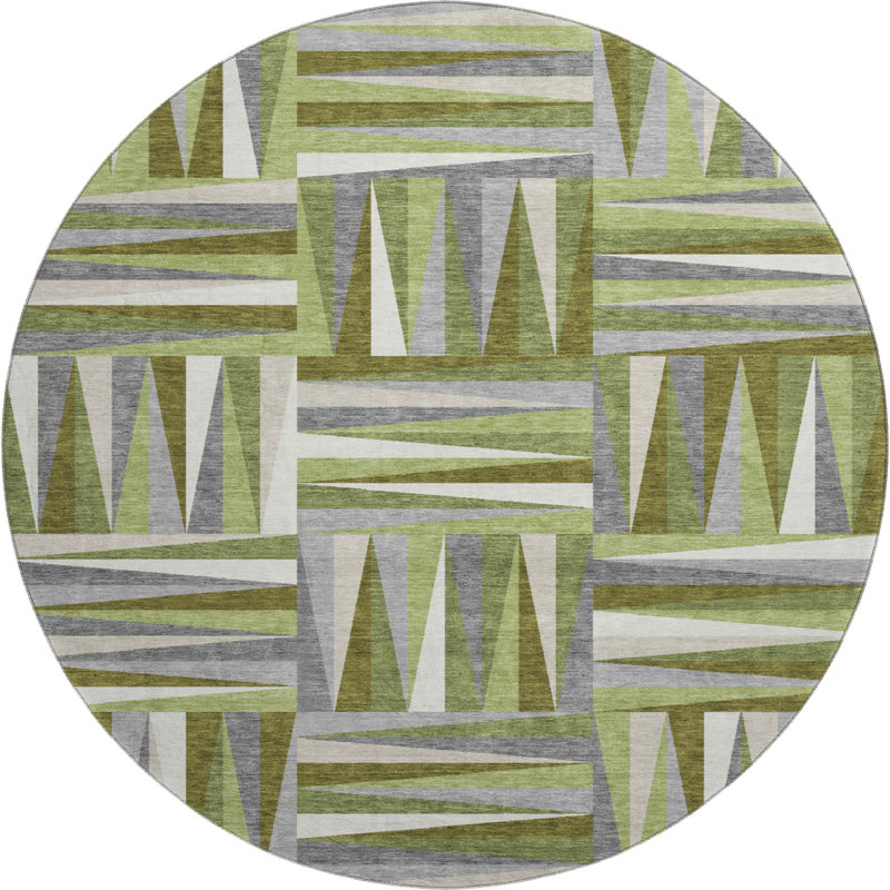Premium Machine Washable Collett AMF1012 Squares Rug, Round 8'