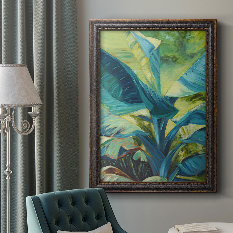 «Green Banana Duo I», toile encadrée de qualité supérieure - prête à être accrochée, H 27 po x l 18 po x P 2,5 po