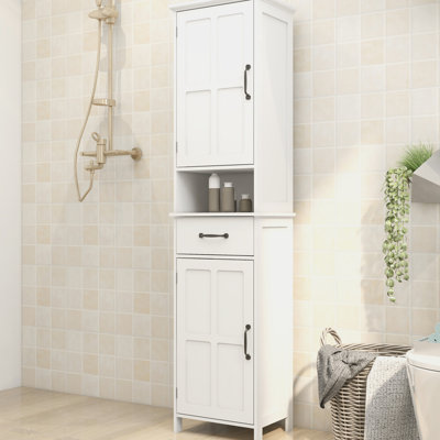 Armoire blanche à double porte - Peinture mince et étroite pour une résistance à l'usure et un attrait durable pour la salle de bain, le vestibule et le bureau