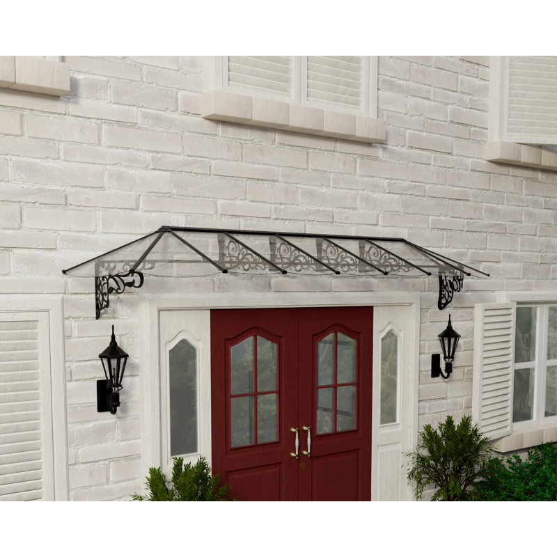 Palram - Canopia Lily Polycarbonate Clear Stationary Dome Door and Window Awning, 31.4" H x 168" W x 36" D