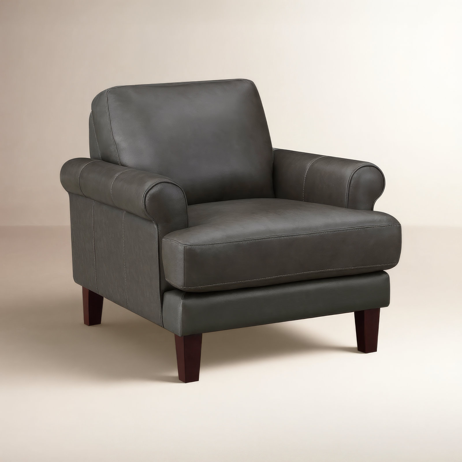 Maybell Genuine Leather Accent Chair, Maybell Dawn Concord Gray Genuine Leather