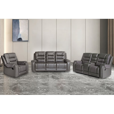 Lomawai 3 Piece Faux Leather Living Room Set