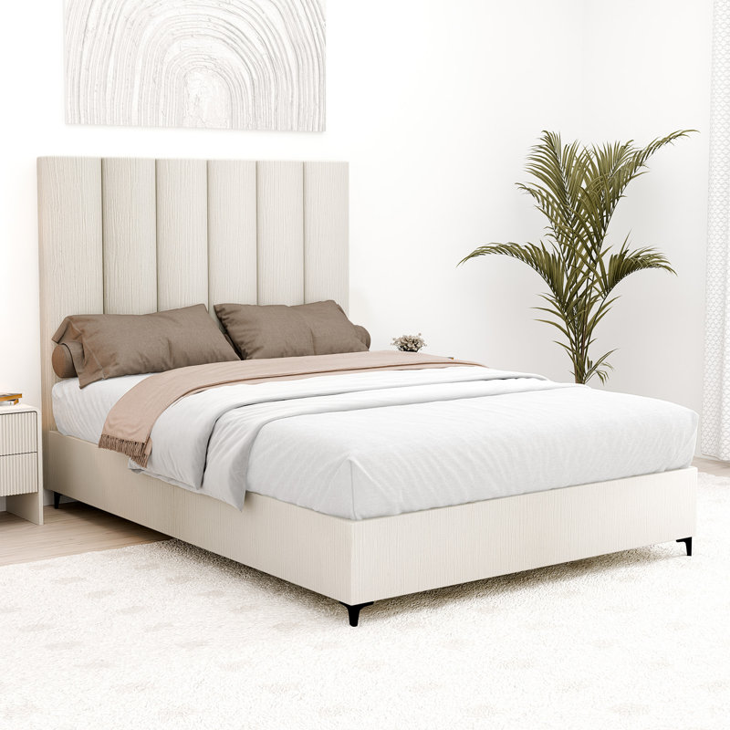 Allondra Upholstered Platform Bed, Full XL, Teal, 2