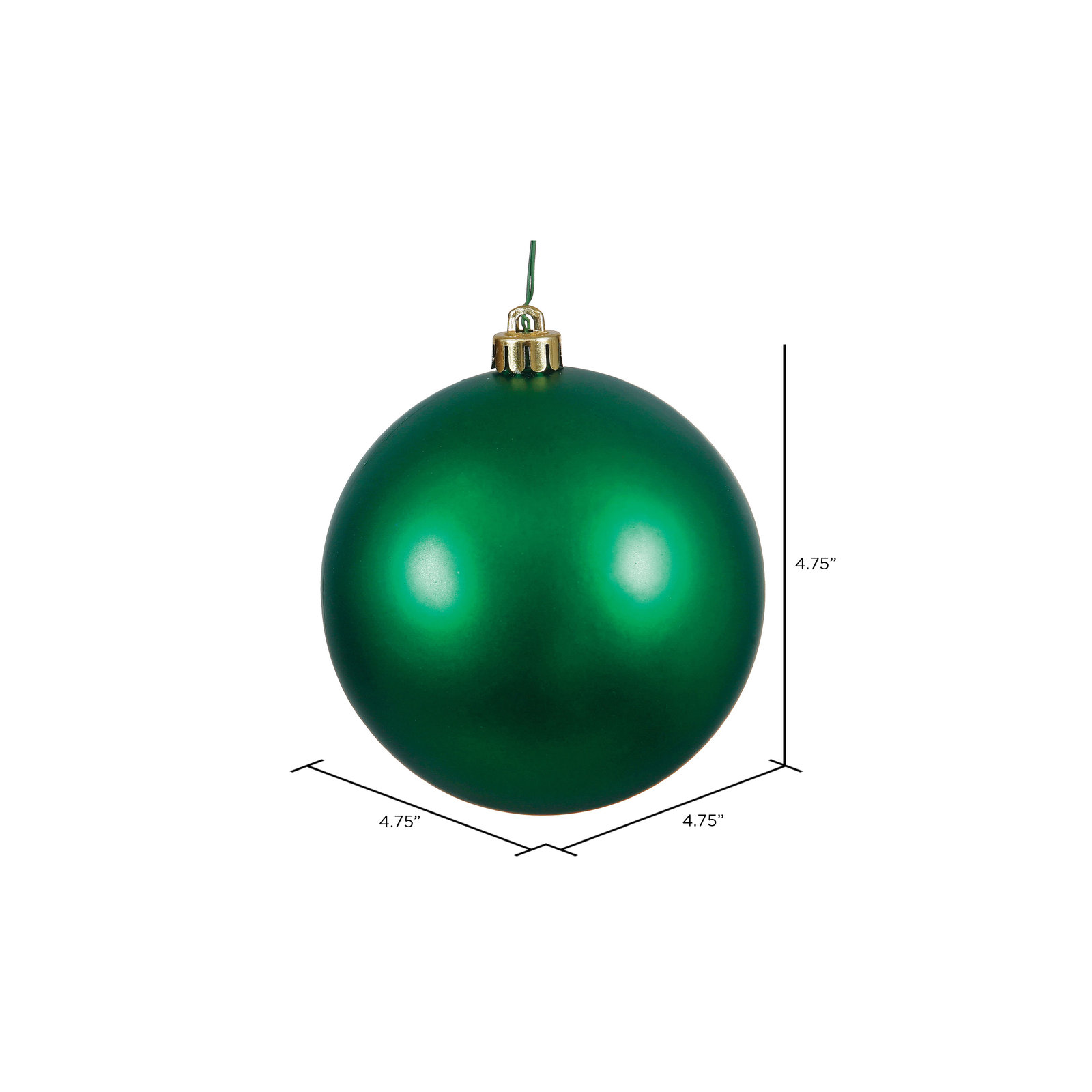 Christmas Ball Ornament, 4.75" H x 4.75" W x 4.75" D, Matte Emerald