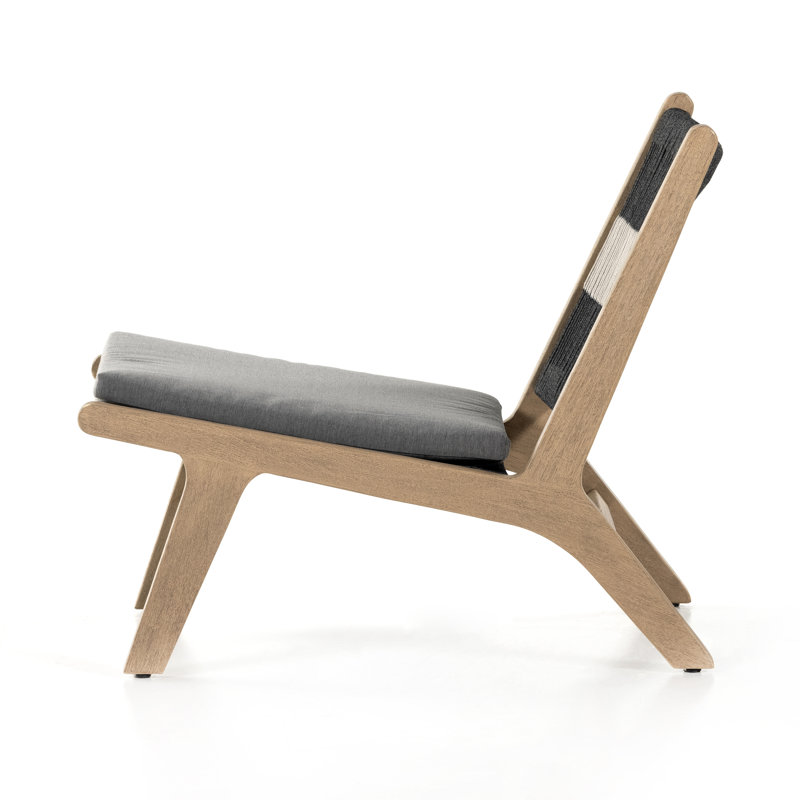 Julian Outdoor Teak Lounge Chair, Brown, Venao Charcoal Performance