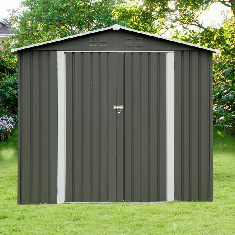 Remise de rangement en métal avec porte verrouillable l 7,7 pi x P 5,6 pi x H 8,2 pi