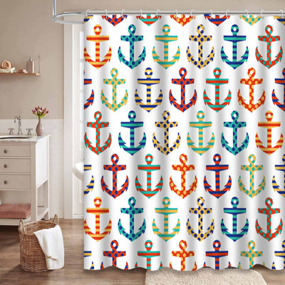 Rideau de douche multicolore sans couture avec 12 crochets
