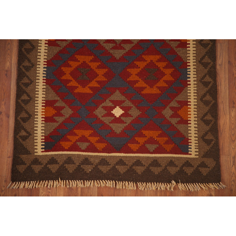 Reversible Wool Kilim Oriental Runner Rug 3x7