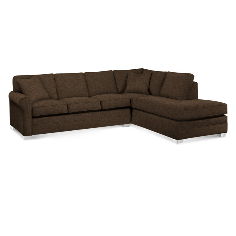 Bedford Upholstered Sectional, Frost White Finish, Right Hand Facing, Elite Chocolate; 0321-72