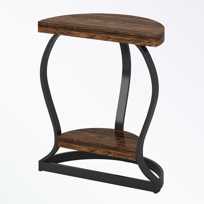 Table de bout demi-ronde avec tablette ouverte
