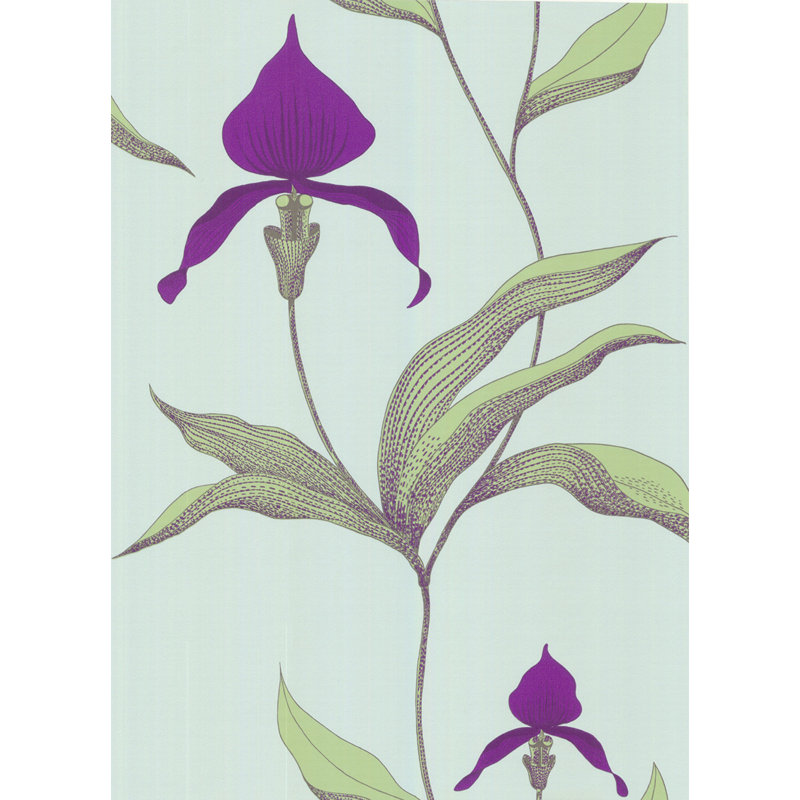 Orchid Floral Wallpaper Roll, Turquoise