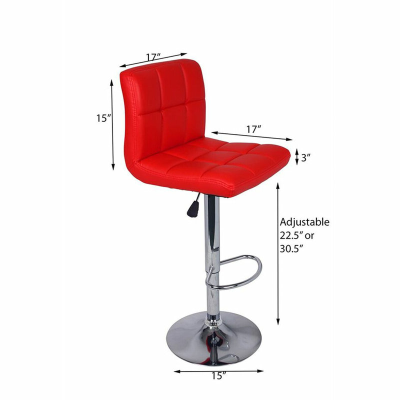 Swivel Upholstered Adjustable Height Counter Stool, Red