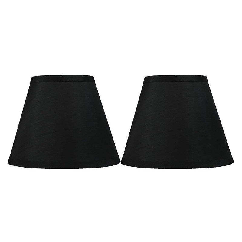 Abat-jour empire en soie 7 po H, Noir, 7" H x 9" W x 9" D