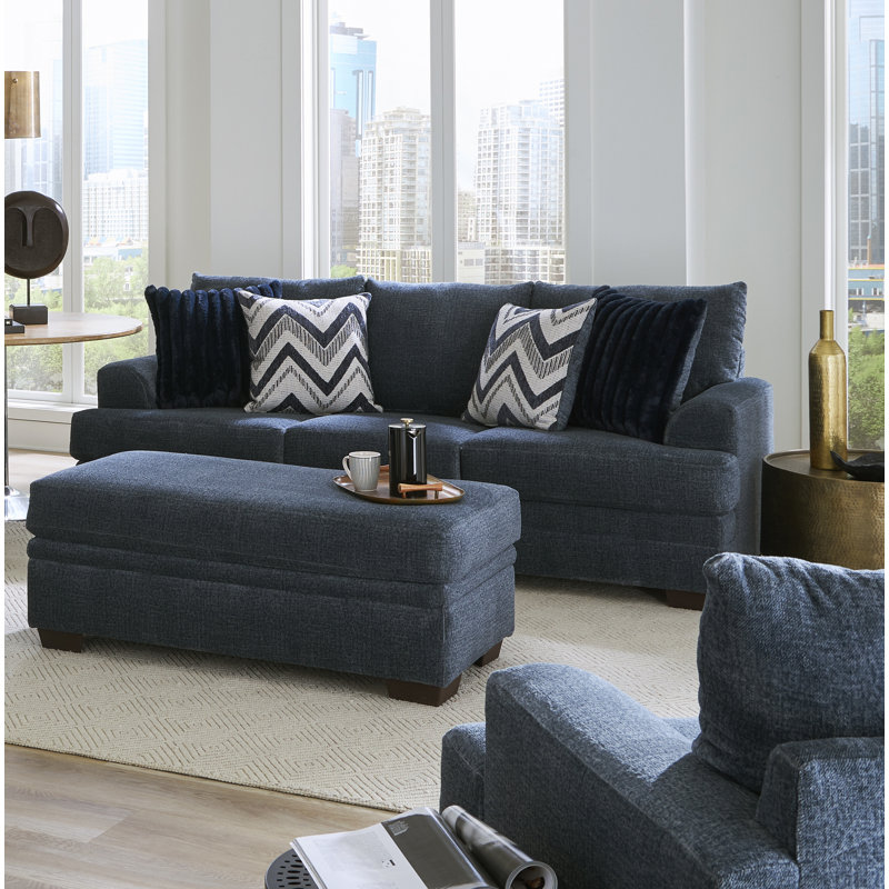Ahuli Upholstered 93'' Sofa, Navy