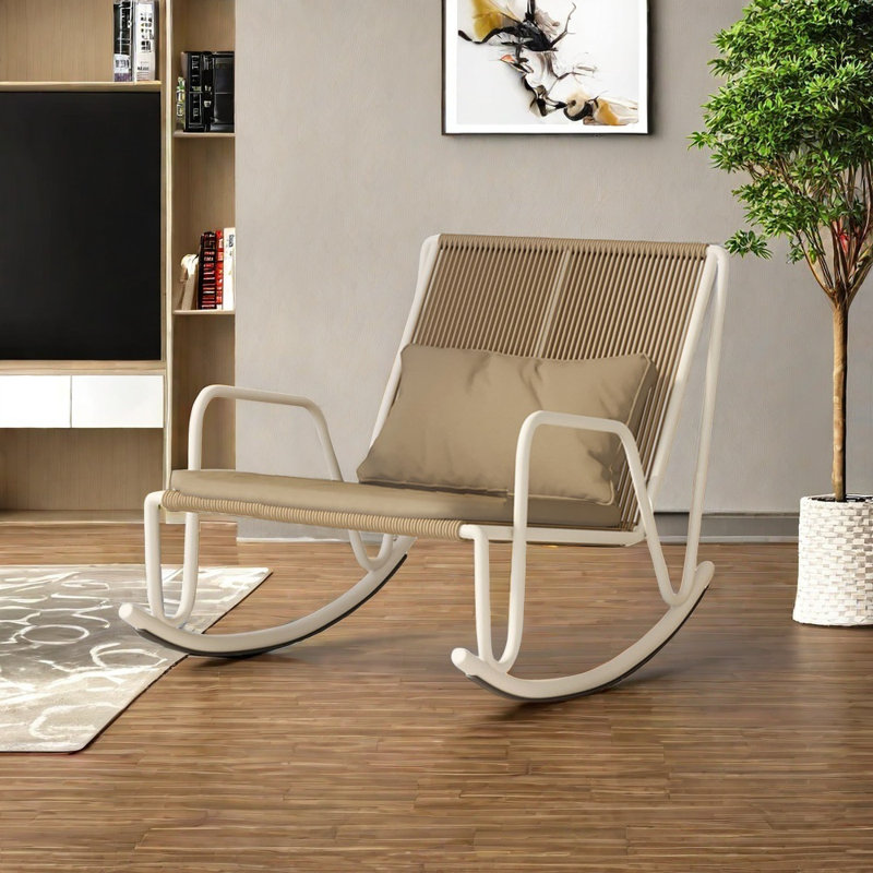 Fauteuil de détente moderne et ergonomique, Blanc / café clair, Kaki