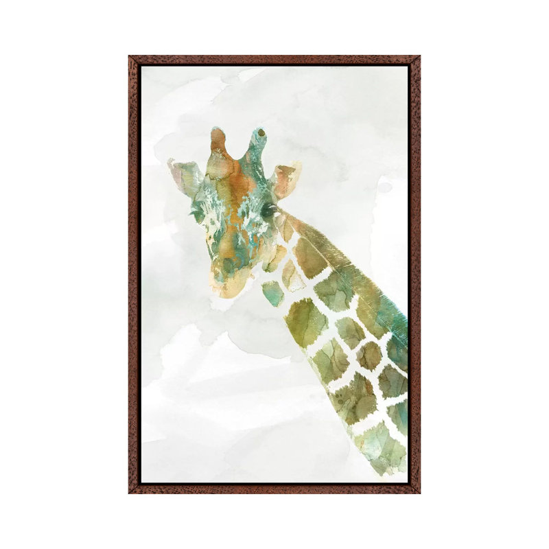 African Colours Giraffe 1 Piece Wall Art on Canvas, 101.6 cm H x 66.04 cm W, Classic Brown Wood Framed