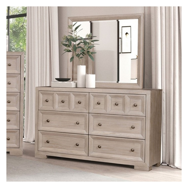 Commode 6 tiroirs avec miroir Pearson, Tawny