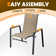 Weingarten 23"W Patio Dining Chair With Plastic Wood Handrails, PVC-Coated Polyester High Back