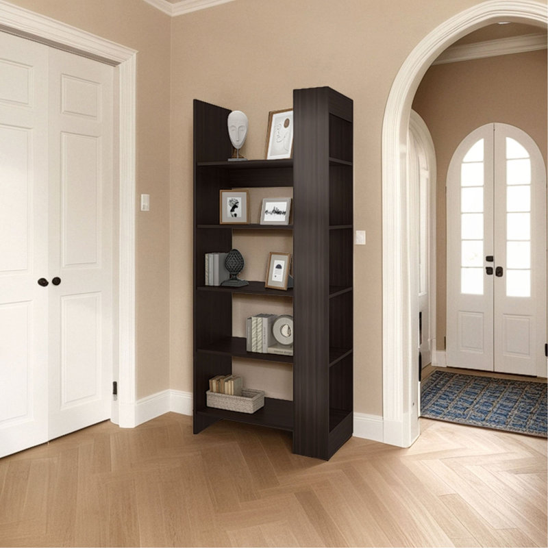 Stained Walnut 5-Shelf Open Bookcase