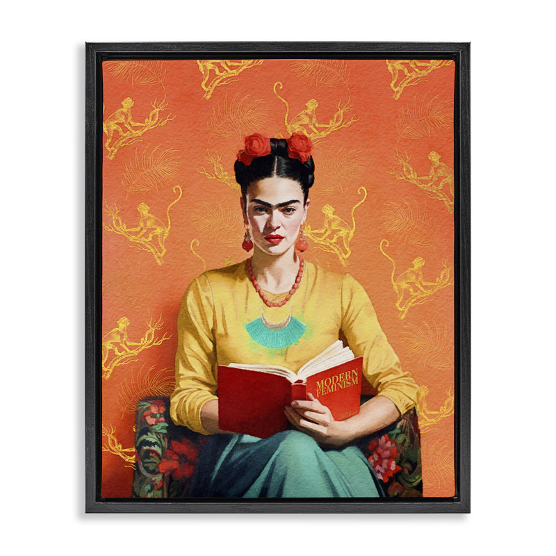Modern Frida Kahlo par Amanda Greenwood, Cadre flottant noir de jais, H 21 po x l 17 po
