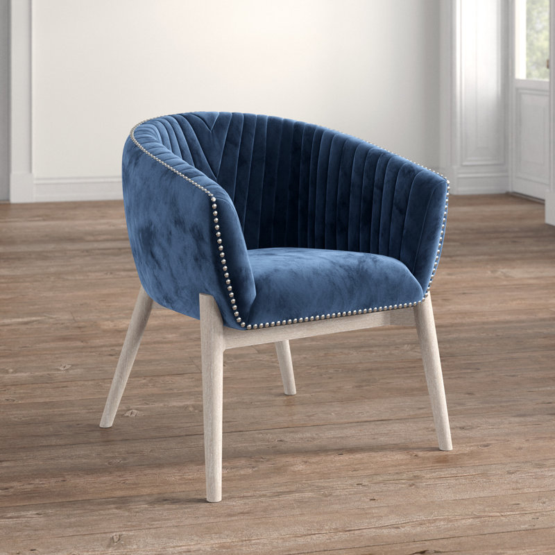 Barnes Velvet Barrel Chair, Navy Blue