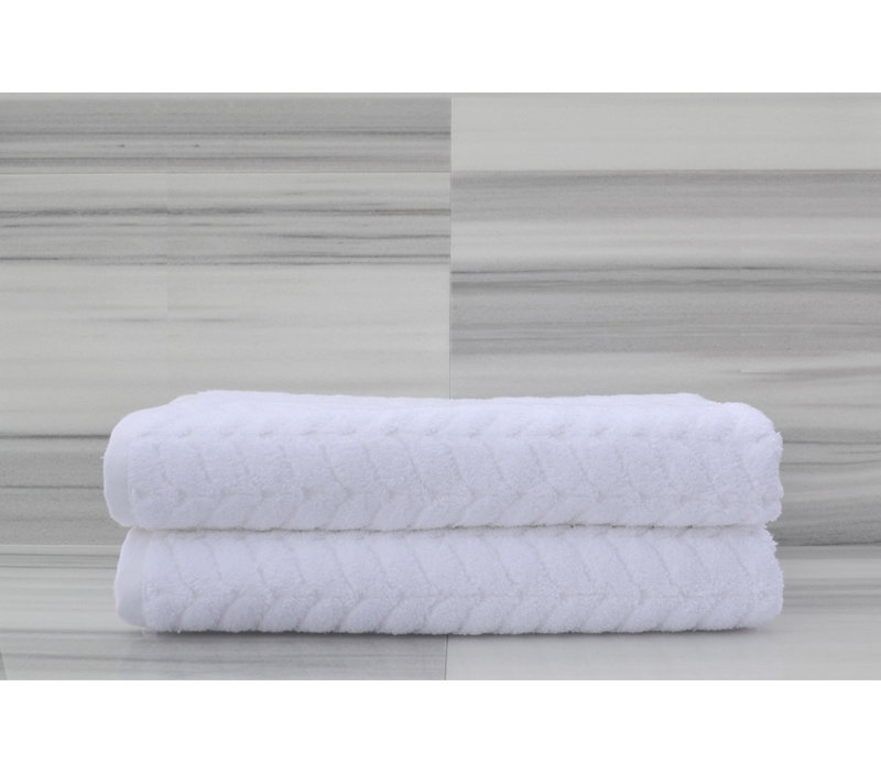 Ensemble de 2 serviettes de bain en coton turc Fredericktown, Blanc