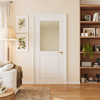 Porte standard en verre manufacturé semi-givré 80 po 1-Lite 80 po x 28 po x 80 po