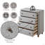 Commode Cleo Grey Boucle, commode pour salle à manger, salon, chambre à coucher, couloir de cuisine (commode)