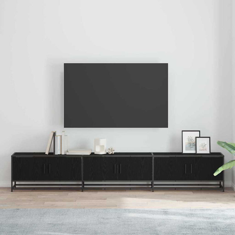 TV Cabinet Engineered Wood, Black, 41cm H x 240cm L x 35cm W