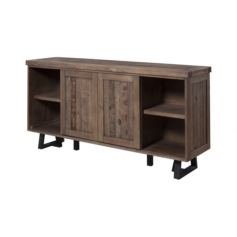 Buffet bas avec porte-bouteilles Prairie de la collection Miesville, naturel / noir