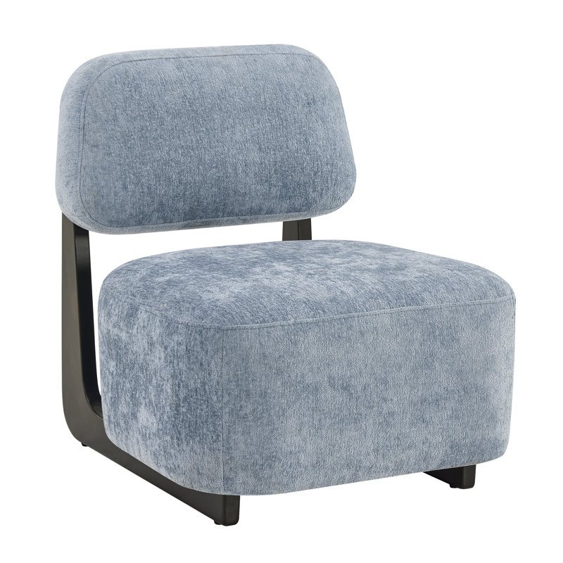 Chaise d'appoint moderne Vanegas avec structure en bois massif, Chenille bleu