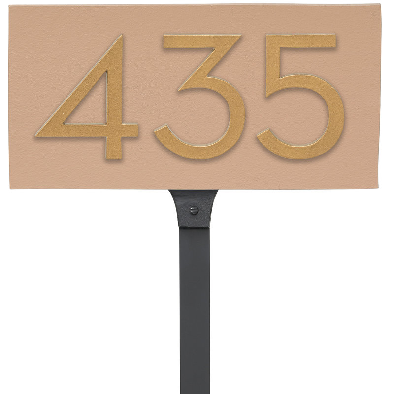 Enseigne d’adresse flottante sur 1 ligne, Taupe, Or