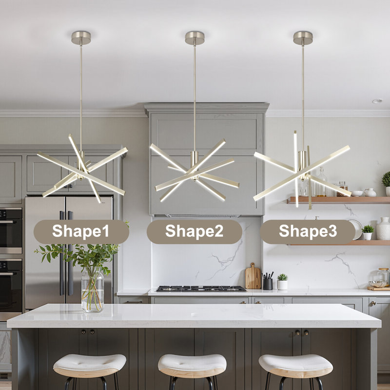 4-light Dimmable Led Modern Liner Chandelier, Nickel