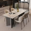Table de salle à manger rectangulaire en pierre frittée beige clair-1297643364