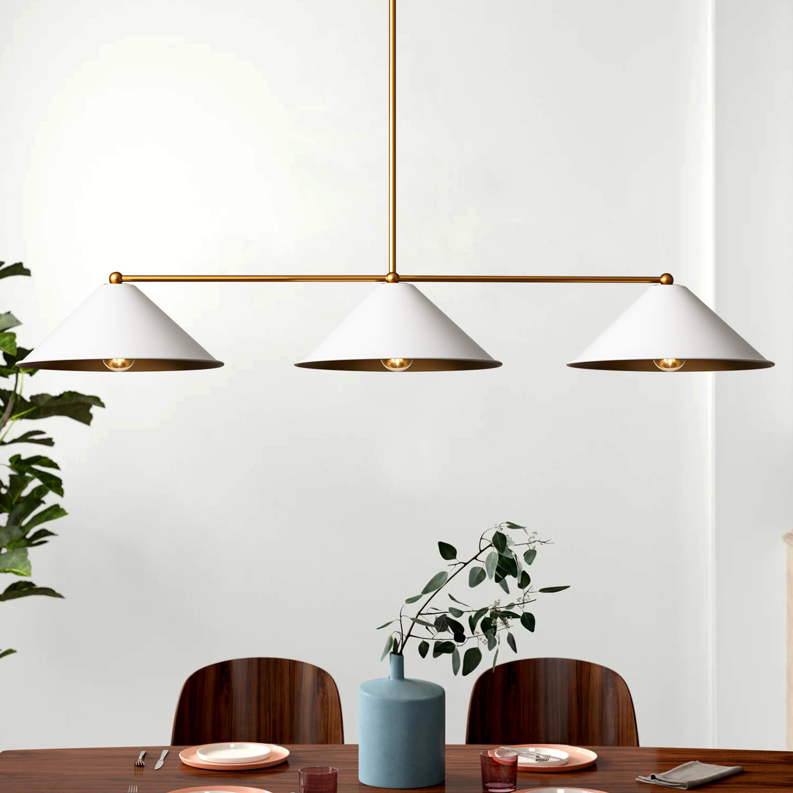 Fairhope Dimmable 3-Light Pendant, Snow White