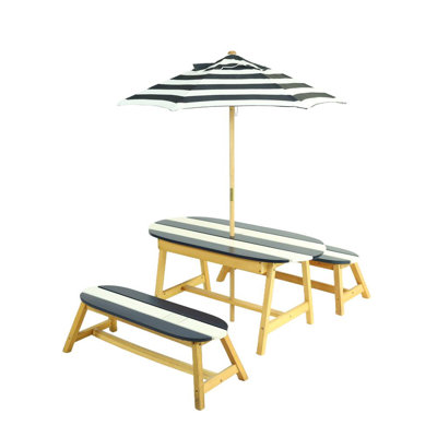 Picnic Table Set (Blue and White Stripes)